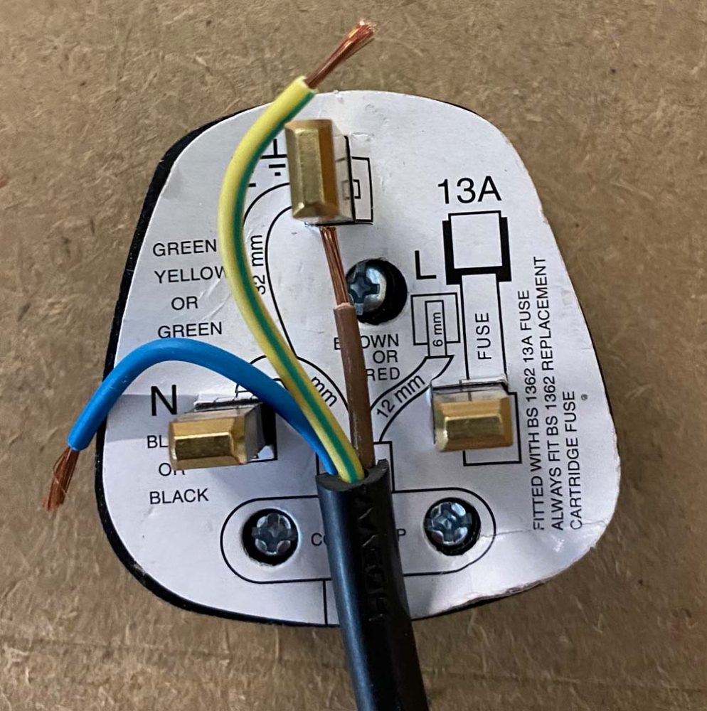 how to wire a plug step 2 showing the wires cut to the correct lengths