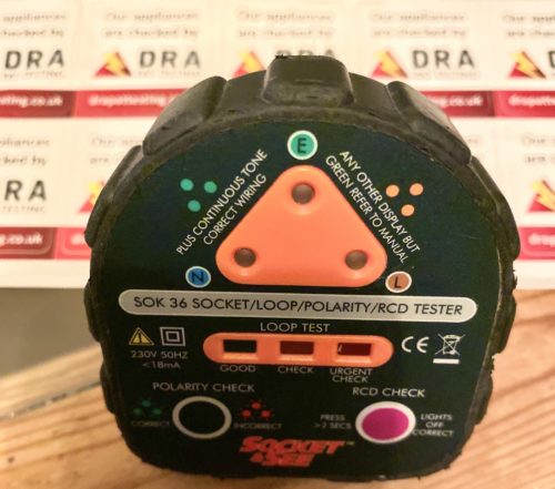 A socket and see socket tester that can be used to check electrical sockets are wired correctly