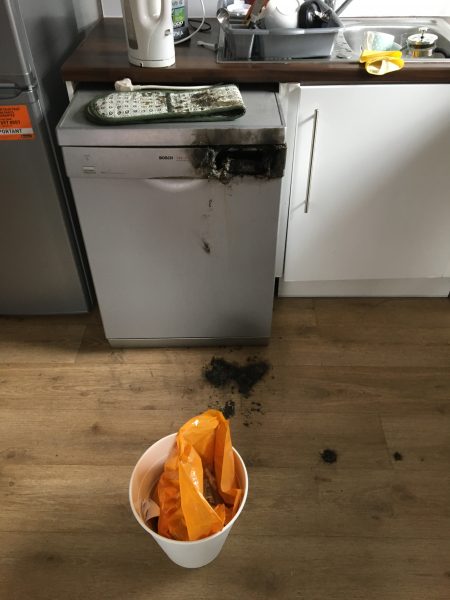 This dishwasher caught fire