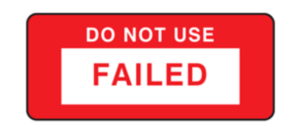 red do not use Failed PAT test label
