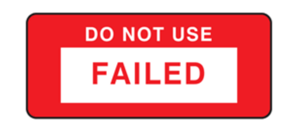 red do not use Failed PAT test label