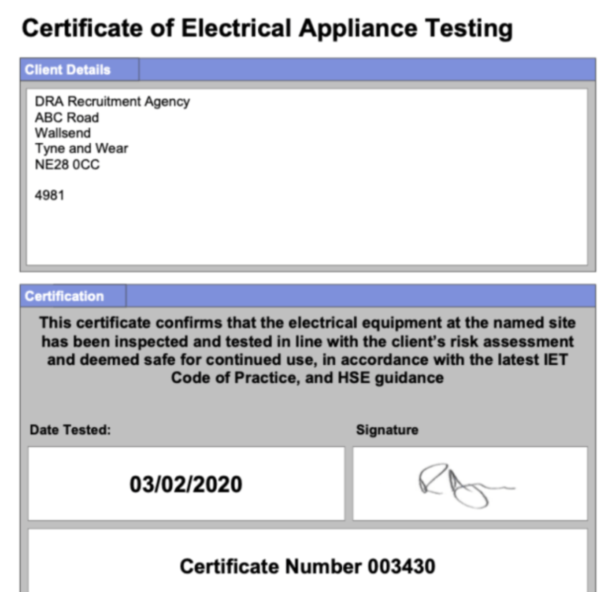 What is a PAT Test Certificate? A record confirming electrical safety Within Pat Testing Labels Template