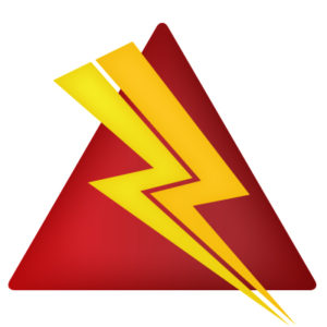 DRA PAT testing Logo yellow lightning strike on red triangle like a safety notice - electrical appliance testing