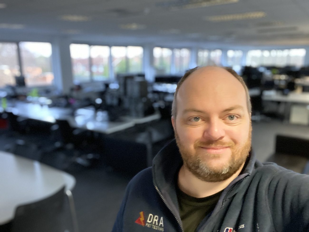 Richard Ayre pat testing in an office Richard Ayre pat testing in an office