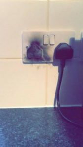 damaged socket by burnt plug
