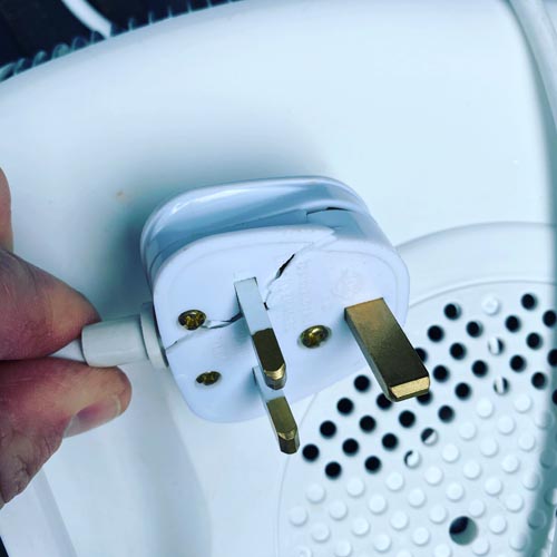 Broken plug on fan heater