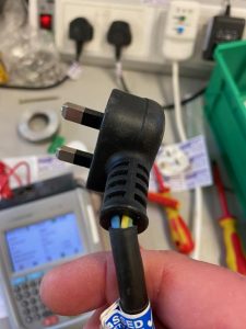 loose cables on a plug found in Sunderland by DRA PAT testing