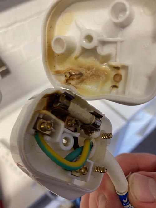 melted plug inside