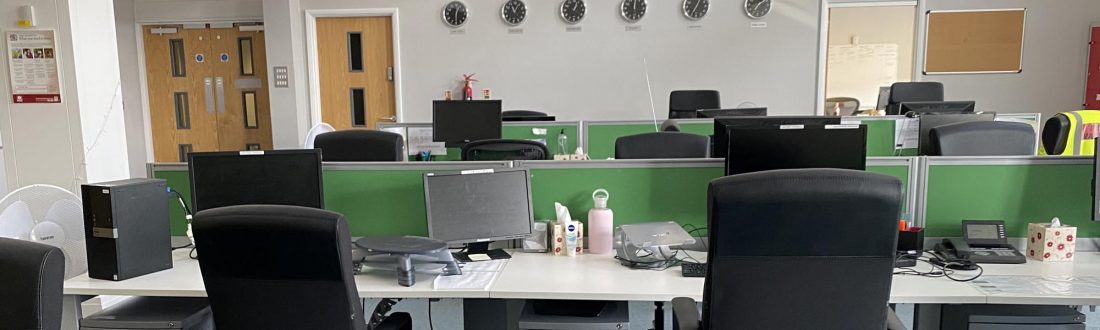 Image showing computers in an office - office pat testing being carried out in a Newcastle upon Tyne office