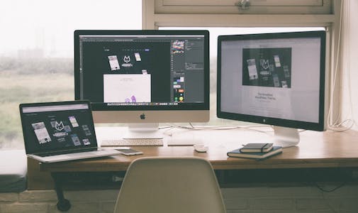 computer, monitor, Mac PC and laptop showing examples of IT equipment for PAT testing