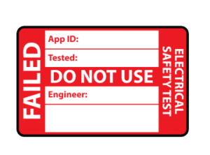 Fail PAT Testing label Red and white with Failed Do not Use on it