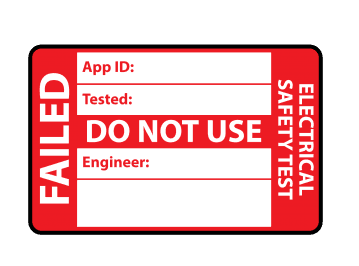 Fail PAT Testing label Red and white with Failed Do not Use on it 