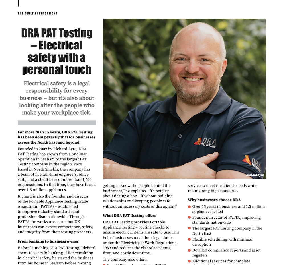 Northern Insight Magazine September Issue article about Richard Ayre and DRA PAT Testing
