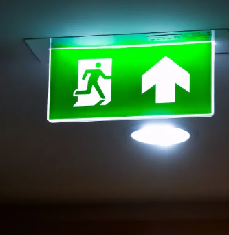 Emergency light in a dark corridor 